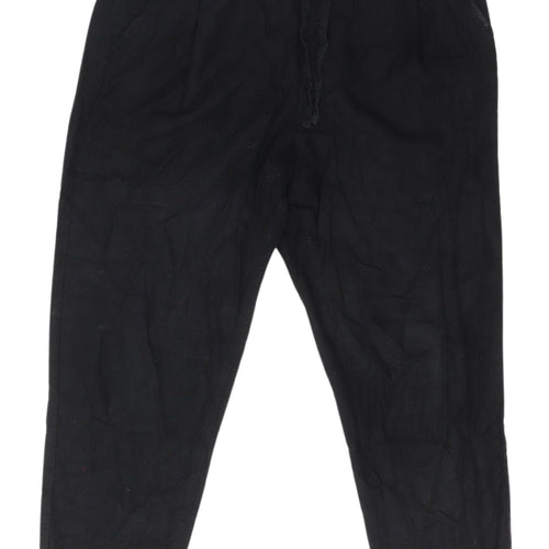 Next Women's Black Linen Trousers, Size 14, Casual Style