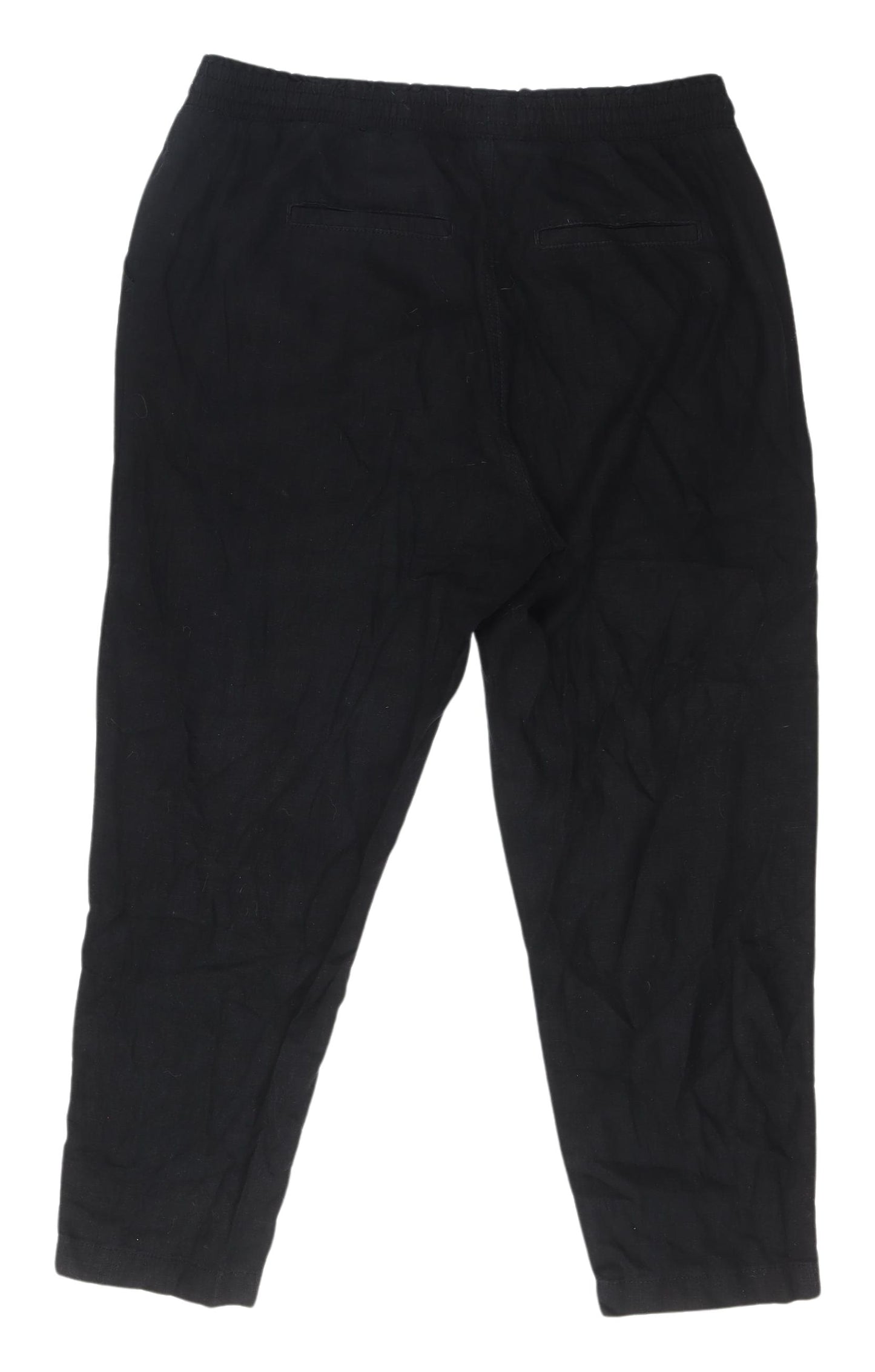 Next Women's Black Linen Trousers, Size 14, Casual Style