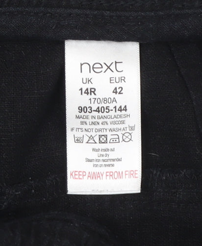 Next Women's Black Linen Trousers, Size 14, Casual Style
