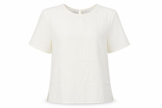 Front view of Elsie Whiteley Women's Ivory Basic Blouse, size 16