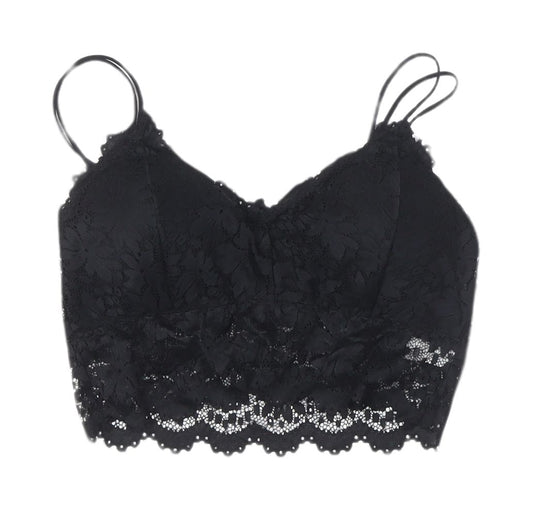 Duufin Black Lace Camisole for Women, Size L, Cropped