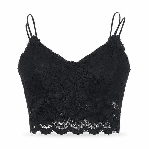 Duufin Black Lace Camisole for Women, Size L, Cropped