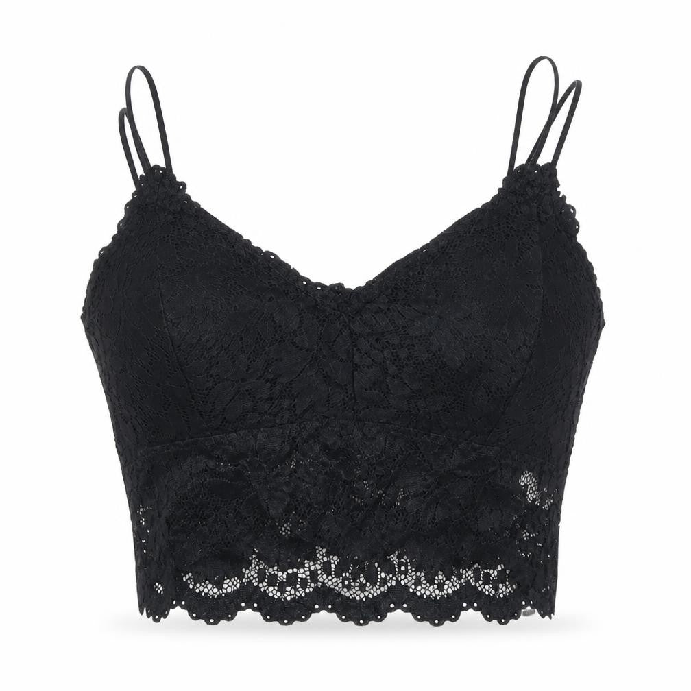 Duufin Black Lace Camisole for Women, Size L, Cropped