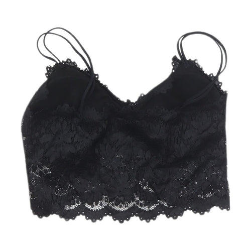 Duufin Black Lace Camisole for Women, Size L, Cropped