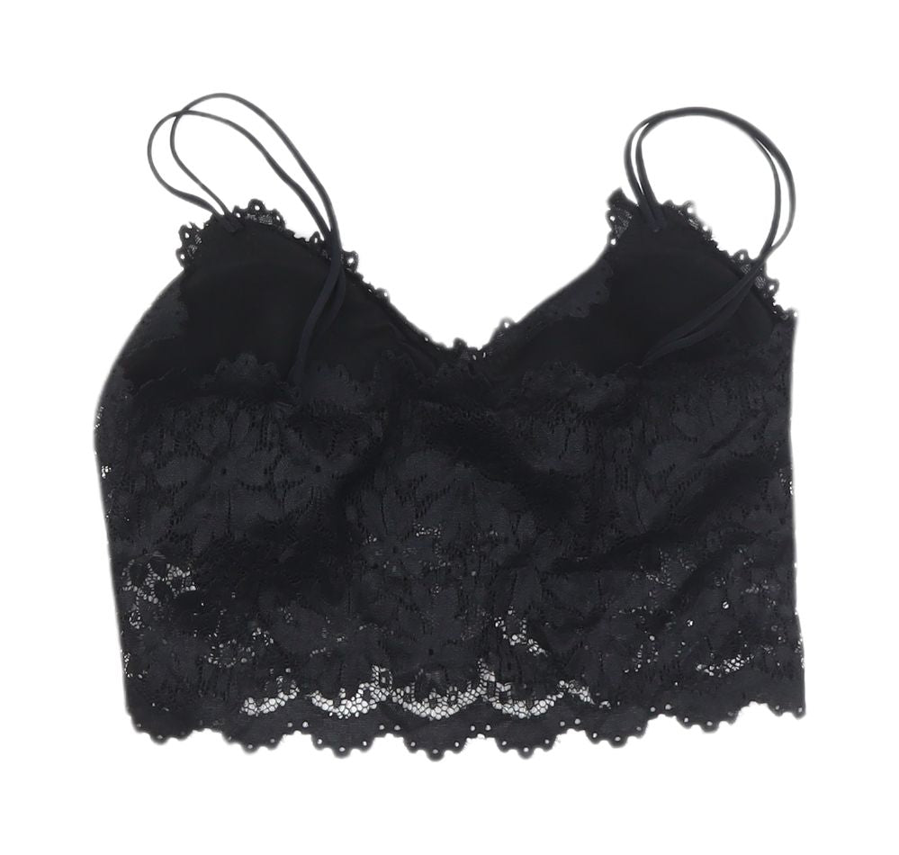 Duufin Black Lace Camisole for Women, Size L, Cropped