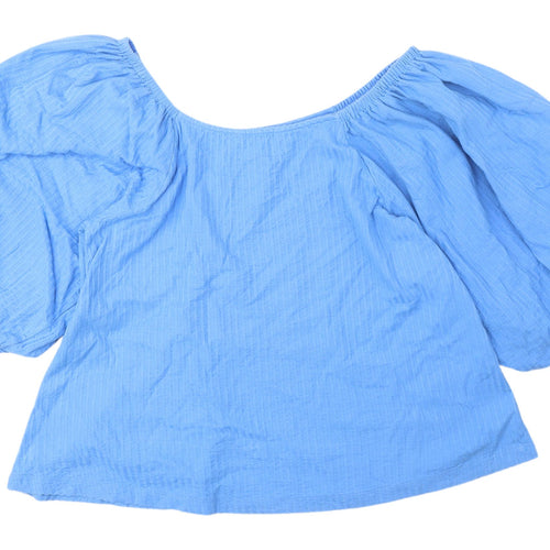 Next Blue Off the Shoulder Blouse, Size 10, Balloon Sleeve