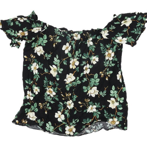 Dorothy Perkins Women's Black Floral Crop Blouse