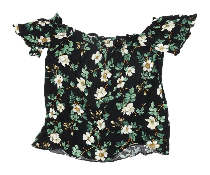 Dorothy Perkins Women's Black Floral Crop Blouse