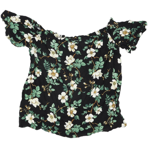 Dorothy Perkins Women's Black Floral Crop Blouse