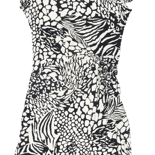 Wallis Women's Black White Animal Print Bodycon Dress