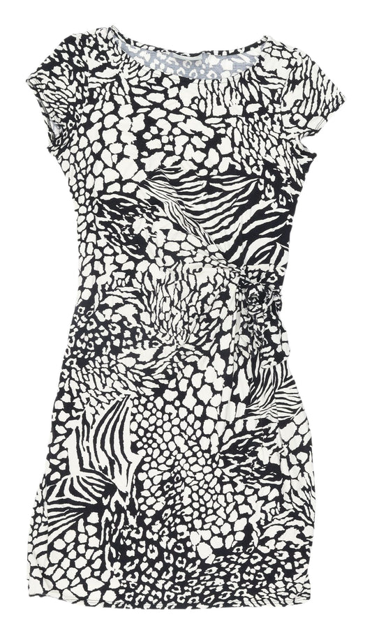 Wallis Women's Black White Animal Print Bodycon Dress