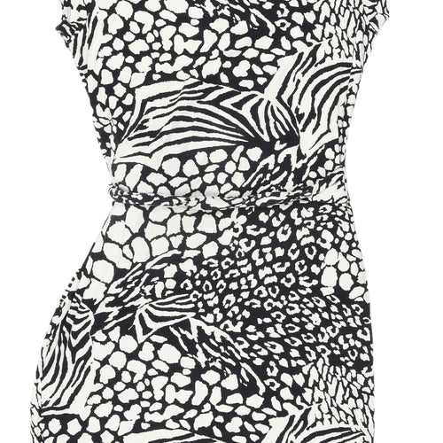 Wallis Women's Black White Animal Print Bodycon Dress