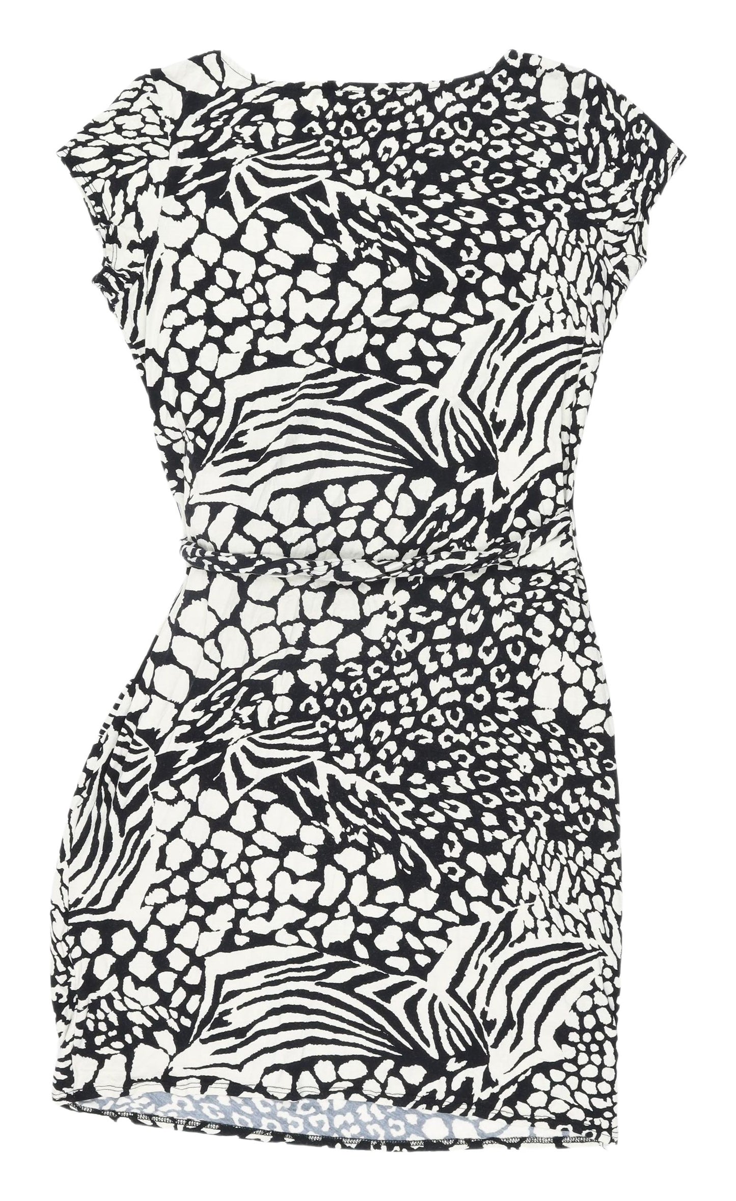 Wallis Women's Black White Animal Print Bodycon Dress