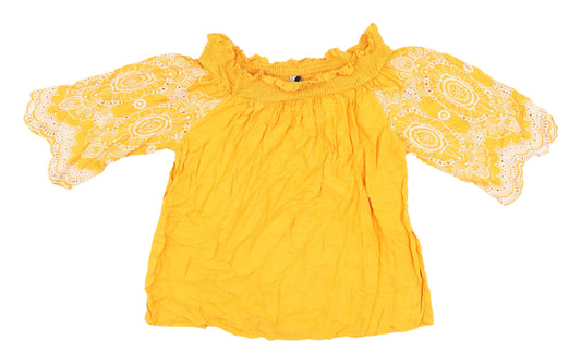 Marks and Spencer Yellow Off Shoulder Flared Blouse Size 12