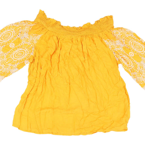 Marks and Spencer Yellow Off Shoulder Flared Blouse Size 12