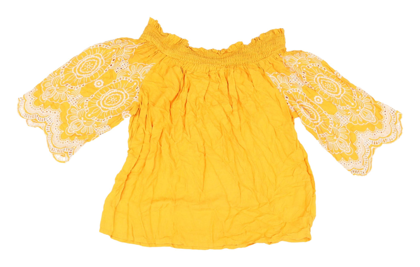 Marks and Spencer Yellow Off Shoulder Flared Blouse Size 12