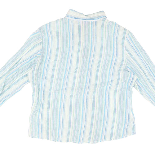 Evie Women's Blue Striped Cotton Button-Up Shirt Size 18