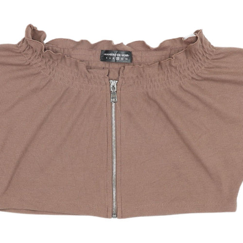 Manière De Voir Brown Cropped Blouse for Women - Size 10