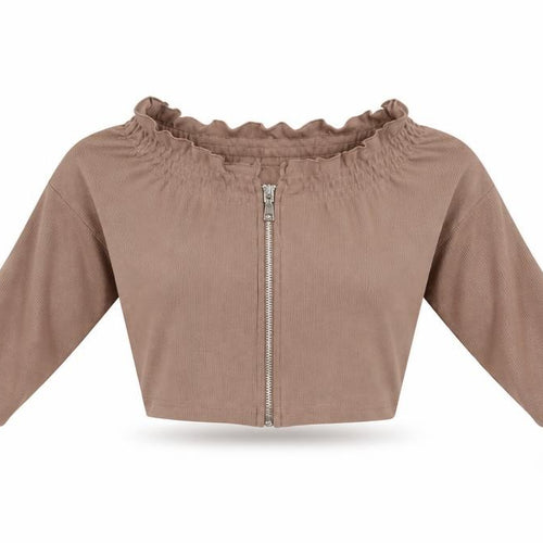 Manière De Voir Brown Cropped Blouse for Women - Size 10