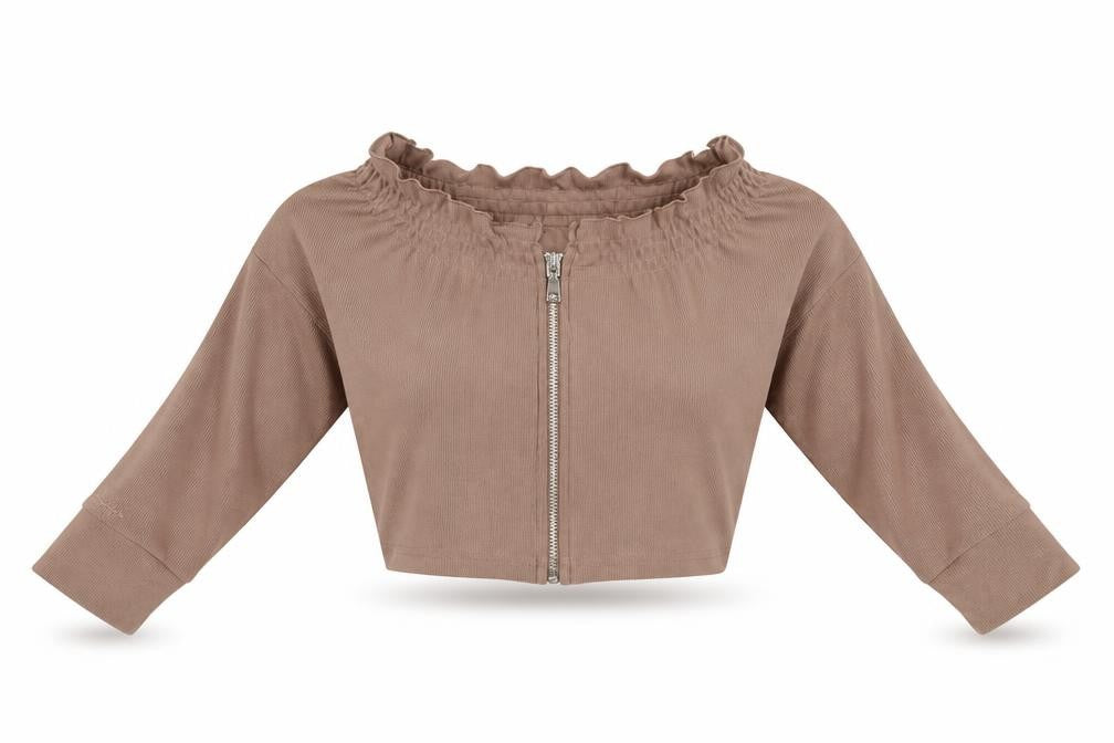 Manière De Voir Brown Cropped Blouse for Women - Size 10