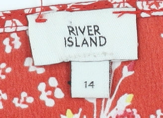 River Island Women's Red Floral Blouse Size 14