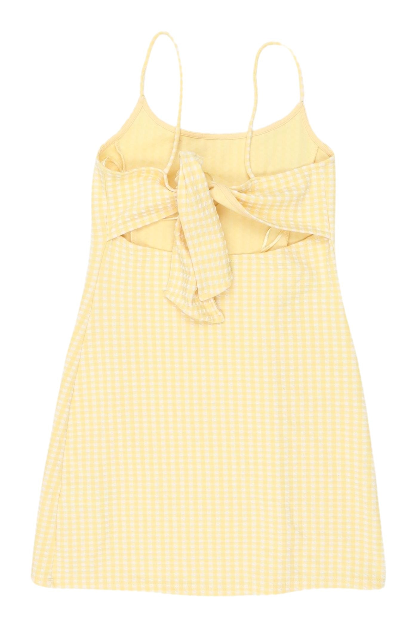 Topshop Yellow Check Slip Dress, Size 10, Casual Sleeveless