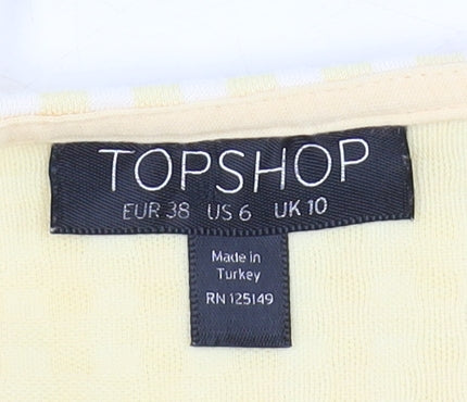 Topshop Yellow Check Slip Dress, Size 10, Casual Sleeveless