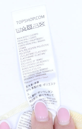 Topshop Yellow Check Slip Dress, Size 10, Casual Sleeveless