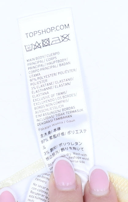 Topshop Yellow Check Slip Dress, Size 10, Casual Sleeveless