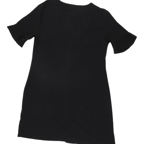 PrettyLittleThing Black V-Neck Shirt Dress Size 10