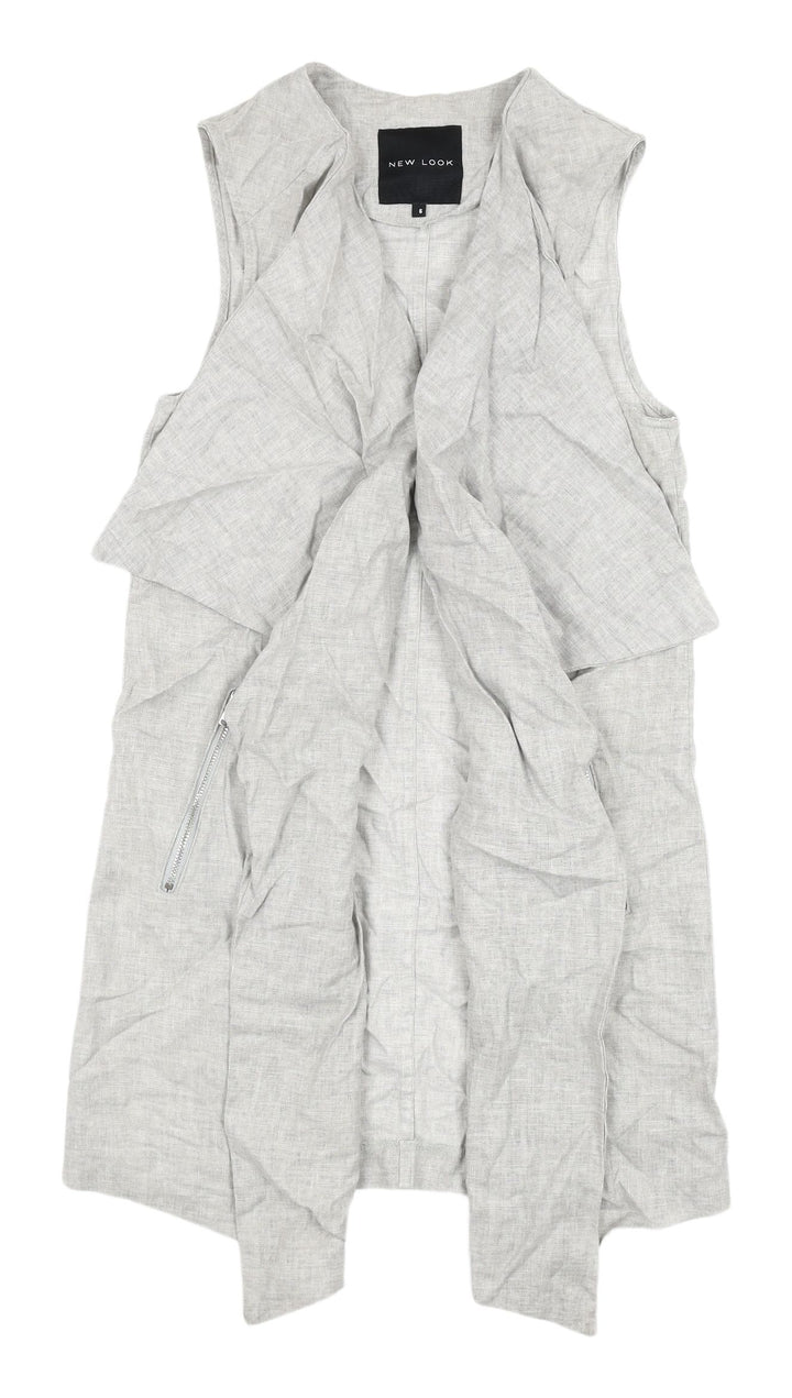 New Look Women's Grey Waistcoat Size 6 Linen Blend