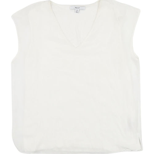 Next Women's Ivory Blouse V-Neck Size 8 Sleeveless