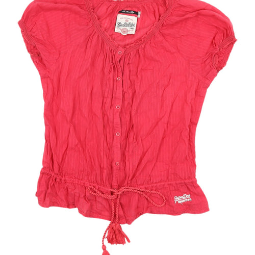 Superdry Women's Red Cotton Blouse M - Stylish & Comfy