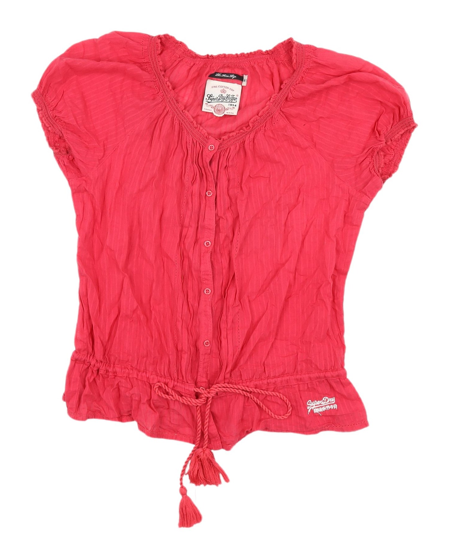 Superdry Women's Red Cotton Blouse M - Stylish & Comfy