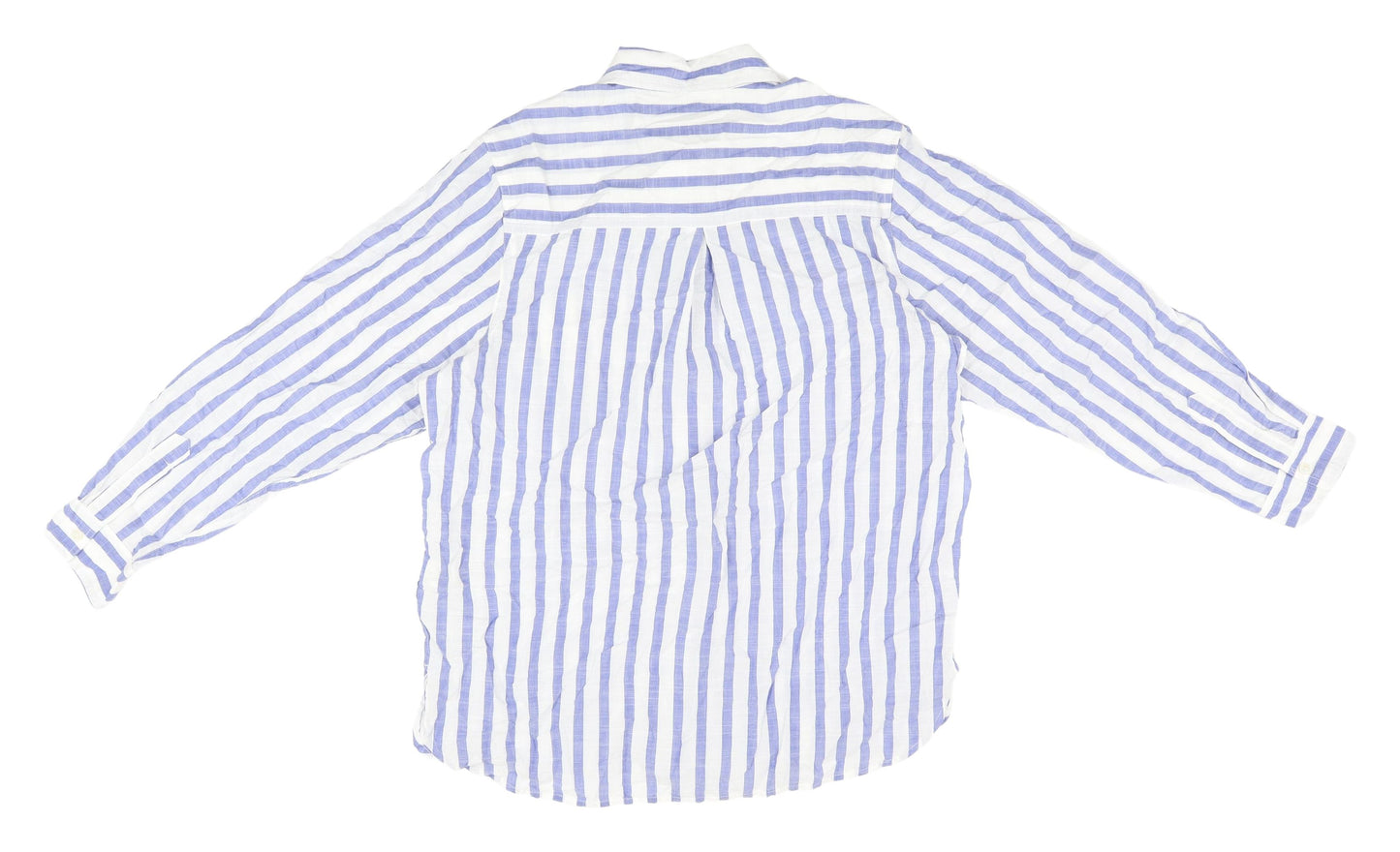 Marks and Spencer Blue Stripe Button-Up Shirt - Size 12 Women