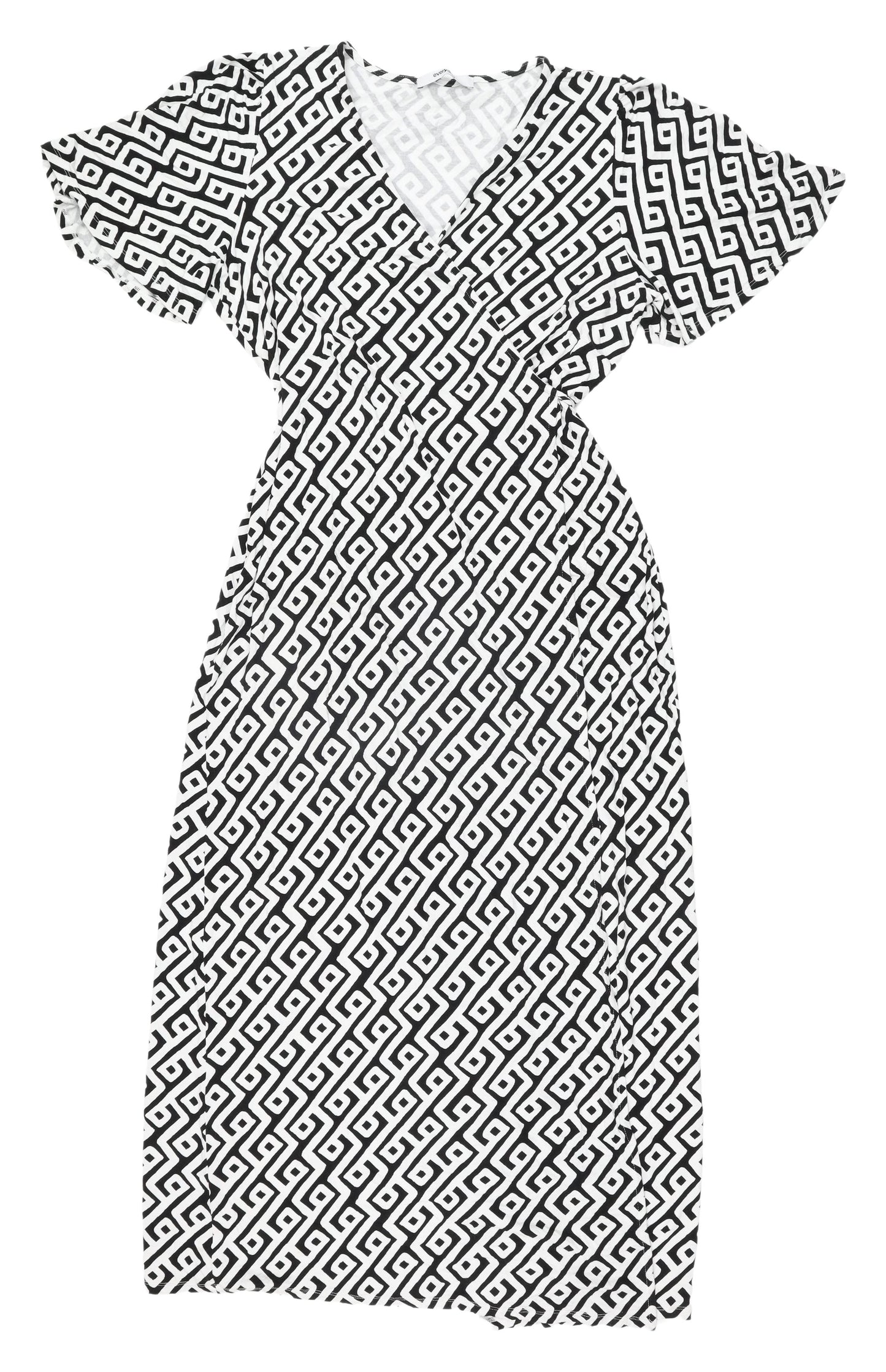 Everyday Black Geometric Wrap Dress - Size 18