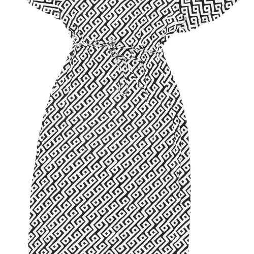 Everyday Black Geometric Wrap Dress - Size 18