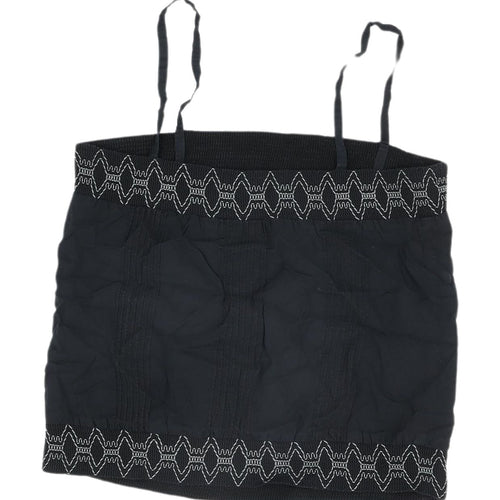 Reiss Black Camisole Top - Women's S, Embroidered Square Neck