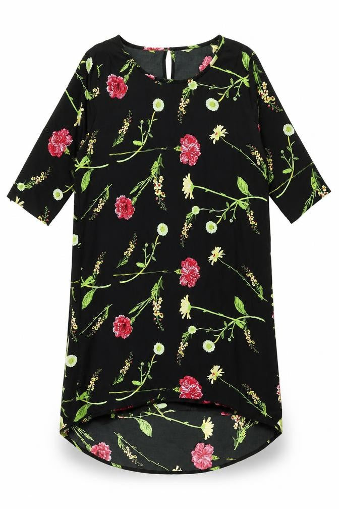 Dancing Leopard Black Floral Shift Dress L
