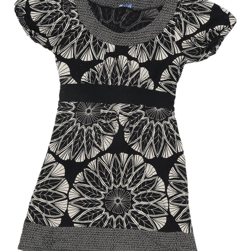Oasis Women's Geometric Black Shift Dress Size 10