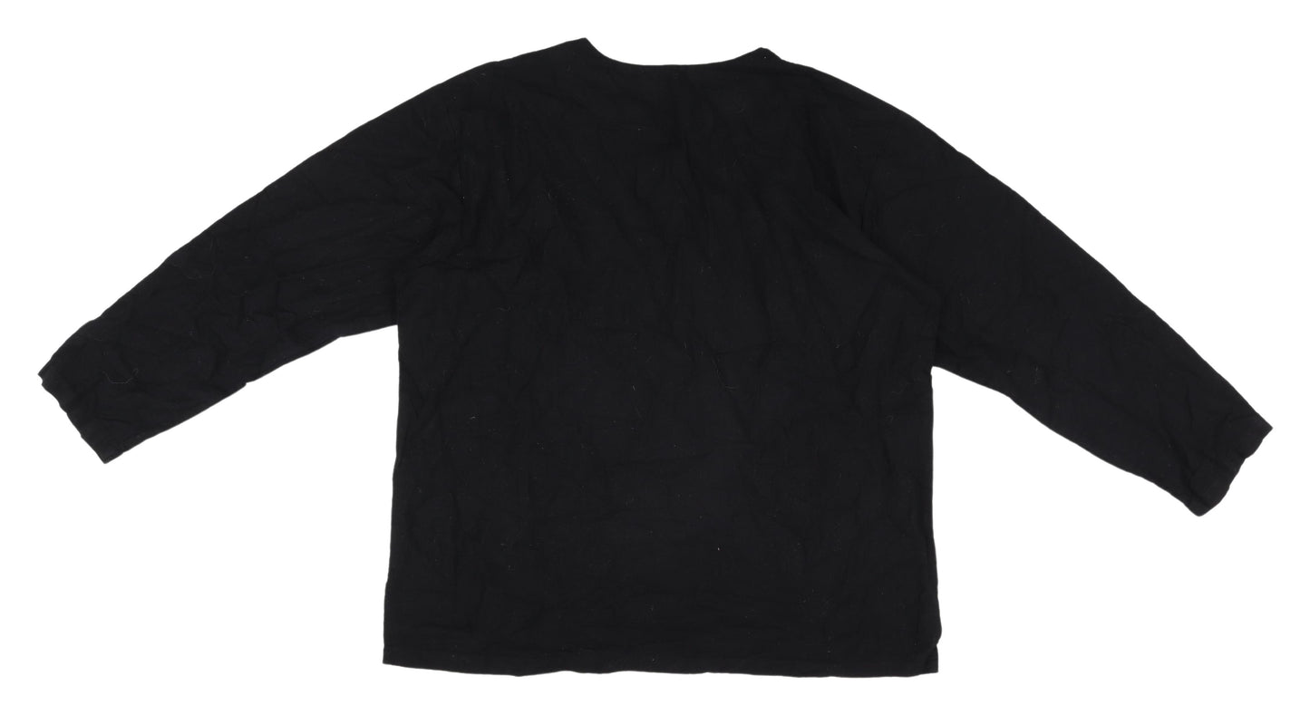 Mee Cotton Black Women's Plus Size Blouse, 10XL