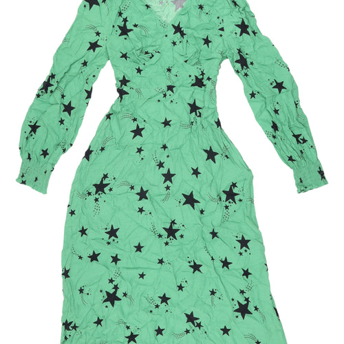 Marks and Spencer Green Star Wrap Dress UK 8