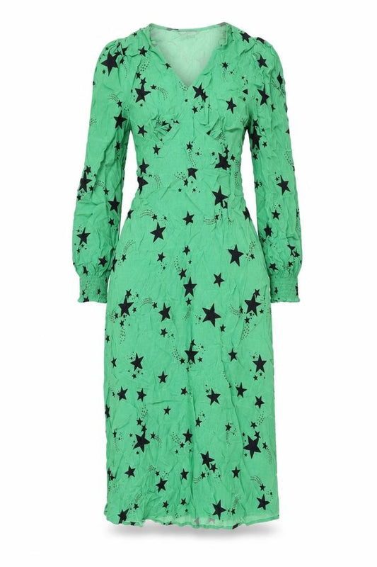 Front view of Marks & Spencer Green Star Wrap Dress UK 8