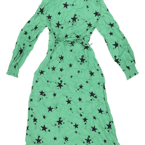 Marks and Spencer Green Star Wrap Dress UK 8