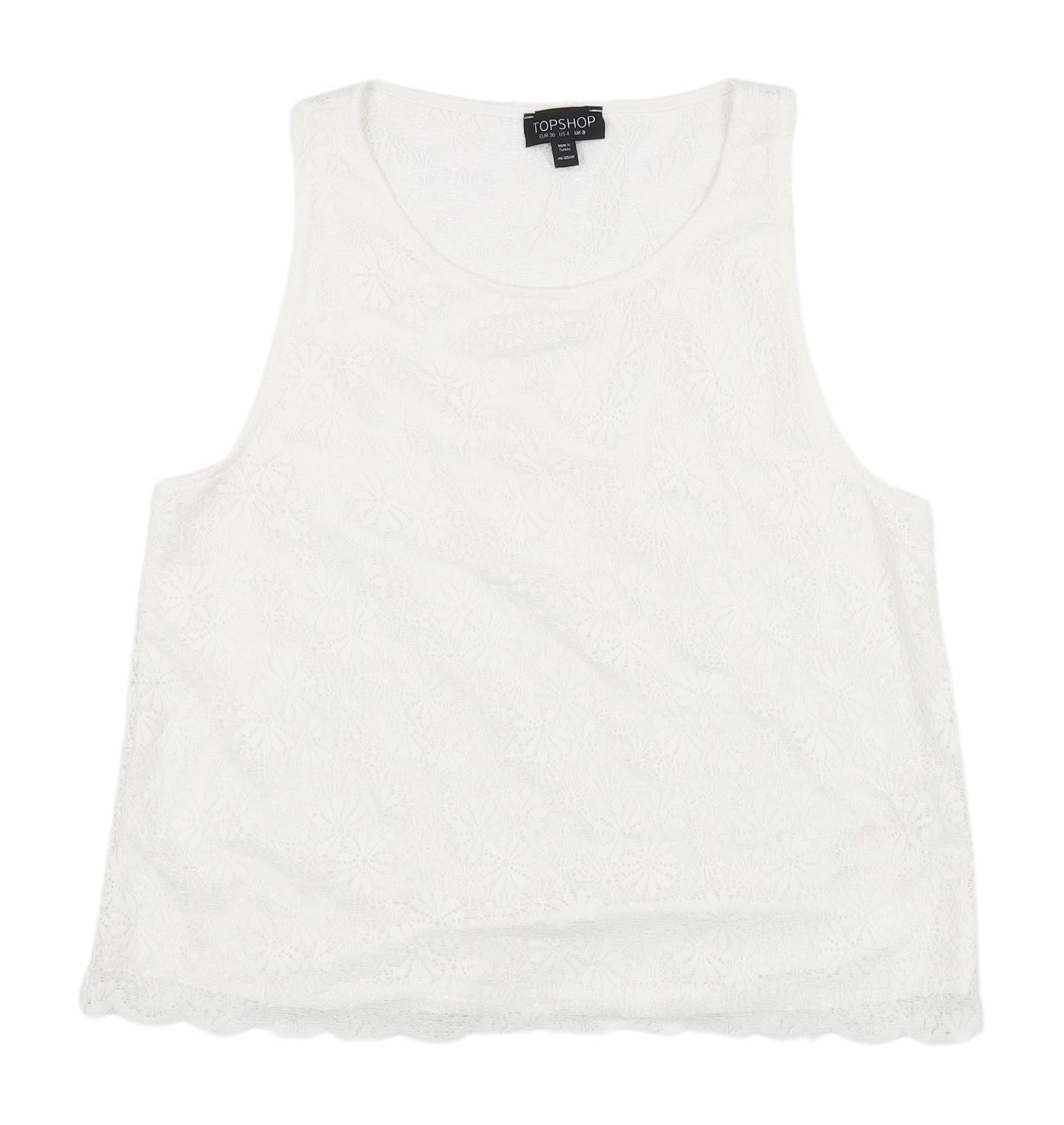 Topshop Women's White Lace Tank Camisole Size 8