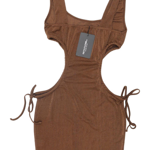 PrettyLittleThing Brown Bodycon Mini Dress, Size 10