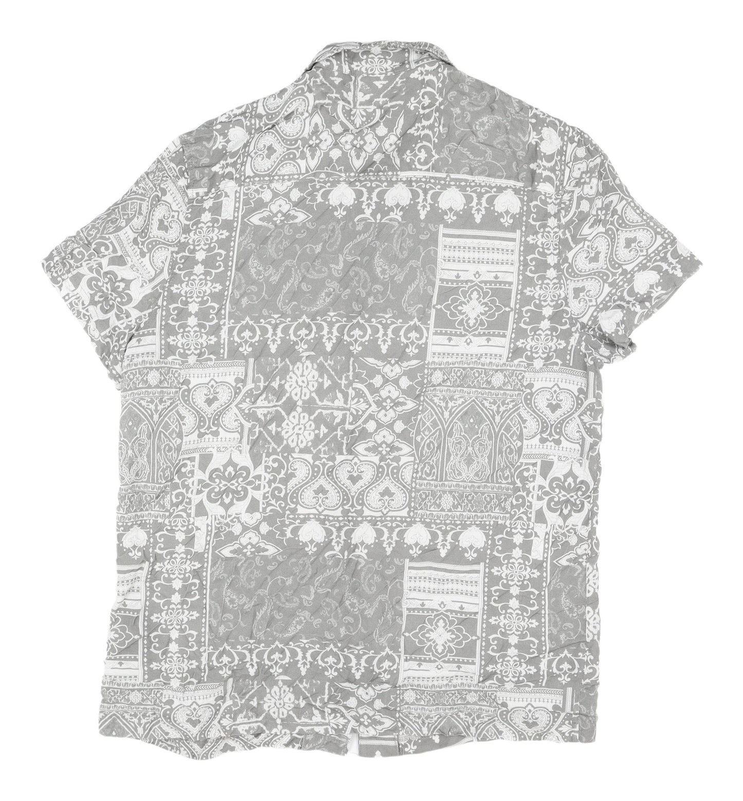 ASOS DESIGN Men's Grey Paisley Short Sleeve Shirt S