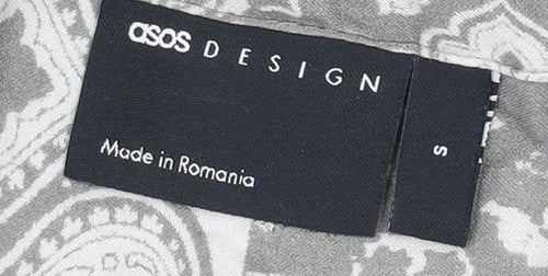 ASOS DESIGN Men's Grey Paisley Short Sleeve Shirt S