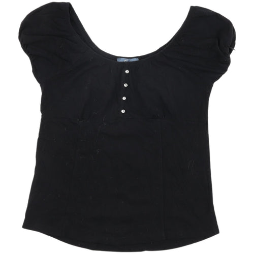 E-vie Black Women's T-Shirt - Size 14, Scoop Neck