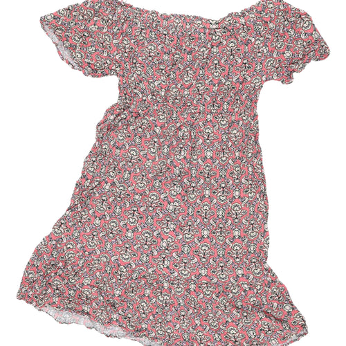 Next Women's Pink Floral Off the Shoulder Dress - Size 16
